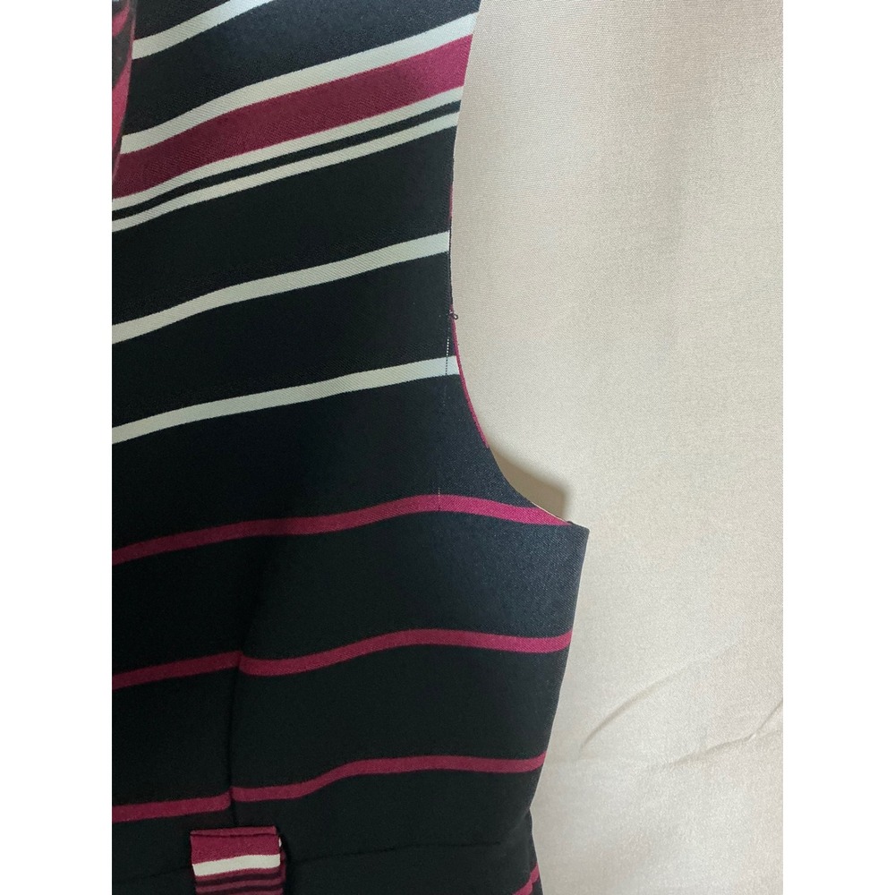 Shelby Palmer Sheath Dress Womens 12 Black Burgundy Striped Sleeveless Excellent - Picture 12 of 15